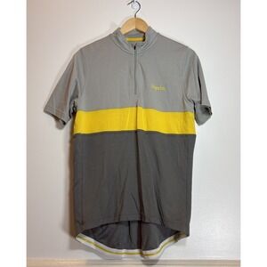 Rapha Club Jersey Mens XL Merino Blend Gray Yellow Cycling Lion Flanders 1/4 Zip